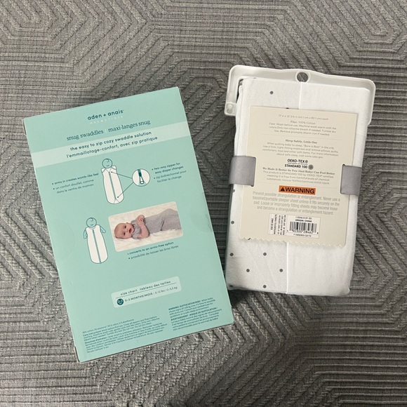 TWO neutral newborn items: Aden + Anais Swaddles & Cloud Island Bassinet Sheets - Picture 8 of 9